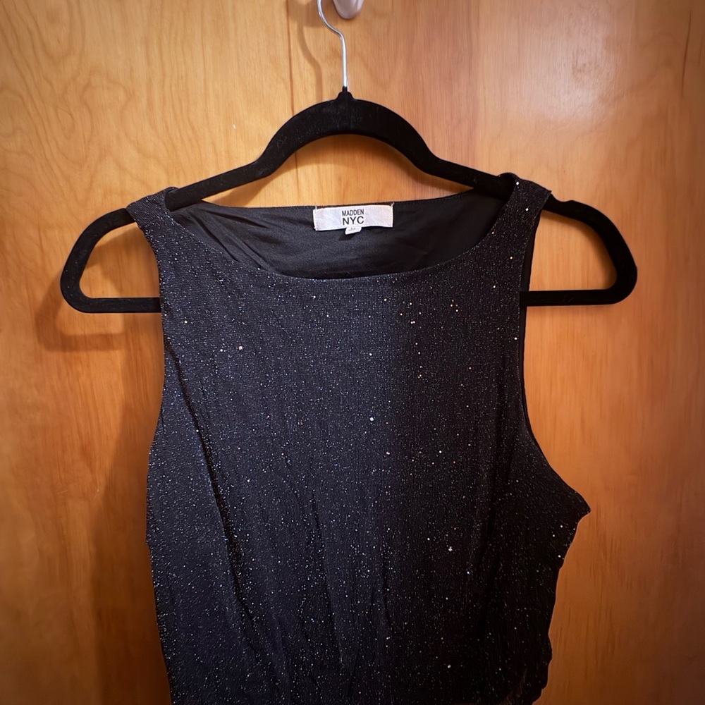MADDEN NYC Black Sparkle Women's Top